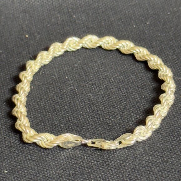 925 Sterling Silver Twisted Rope Chain Bracelet With Lobster Clasp Closure - Picture 3 of 9